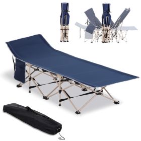 Outsunny Folding Camping Cot for Adults with Carry Bag, Blue