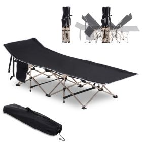 Outsunny Folding Camping Cot for Adults with Carry Bag, Black