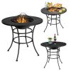 31.5 Inch Patio Fire Pit Dining Table With Cooking BBQ Grate