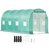 VEVOR Walk-in Tunnel Greenhouse, 15 x 7 x 7 ft Portable Plant Hot House w/ Galvanized Steel Hoops, 1 Top Beam, Diagonal Poles, Zippered Door & 8 Roll-