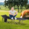 Outsunny Folding Camping Cot for Adults with Carry Bag, Black