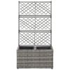 Trellis Raised Bed with 2 Pots 22.8" x 11.8" x 42.1" Poly Rattan Gray