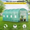 VEVOR Walk-in Tunnel Greenhouse, 15 x 7 x 7 ft Portable Plant Hot House w/ Galvanized Steel Hoops, 1 Top Beam, Diagonal Poles, Zippered Door & 8 Roll-