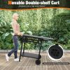 Movable Outdoor Grill Cart with Folding Tabletop and Hooks