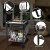 Movable Outdoor Grill Cart with Folding Tabletop and Hooks