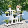 4-Tier Wood Casters Rolling Shelf Plant Stand