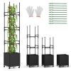 Raised Garden Bed with Obelisk Trellis and 3 Heights & Detachable PE-Coated Metal Tubes