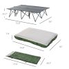 Outsunny 2-Person Folding Camping Cot Portable Outdoor Bed Set with Sleeping Bag, Inflatable Air Mattress, Comfort Pillows and Carry Bag, Soft and Com