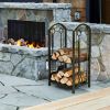 Fireplace Log Rack with 4 Pieces Fireplace Tools