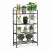 4-Tier Folding Plant Stand with Adjustable Shelf and Feet