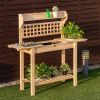 Garden Potting Bench Workstation Table with Sliding Tabletop Sink Shelves