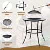 23.5 Inches Round Fire Pit Table with Mesh Cover and Fire Poker