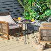 23.5 Inches Round Fire Pit Table with Mesh Cover and Fire Poker