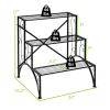 3-Tier Metal Plant Rack Garden Shelf in Stair Style