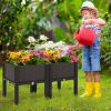 2 Set Elevated Plastic Raised Garden Bed Planter Kit for Flower Vegetable Grow