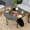 35.5 Feet Patio Fire Pit Dining Table With Cooking BBQ Grate