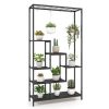 6-Tier Tall Plant Stand 71" Metal Indoor Plant Shelf with 10 Hanging Hooks