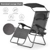 Folding Recliner Lounge Chair with Shade Canopy Cup Holder